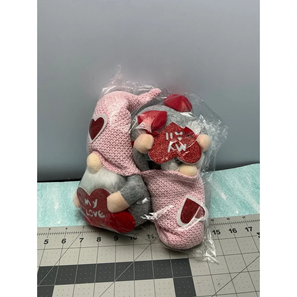 Valentine's Day Gnome Plush Set 2pc Pink Heart My Love My All Holiday Decor 10